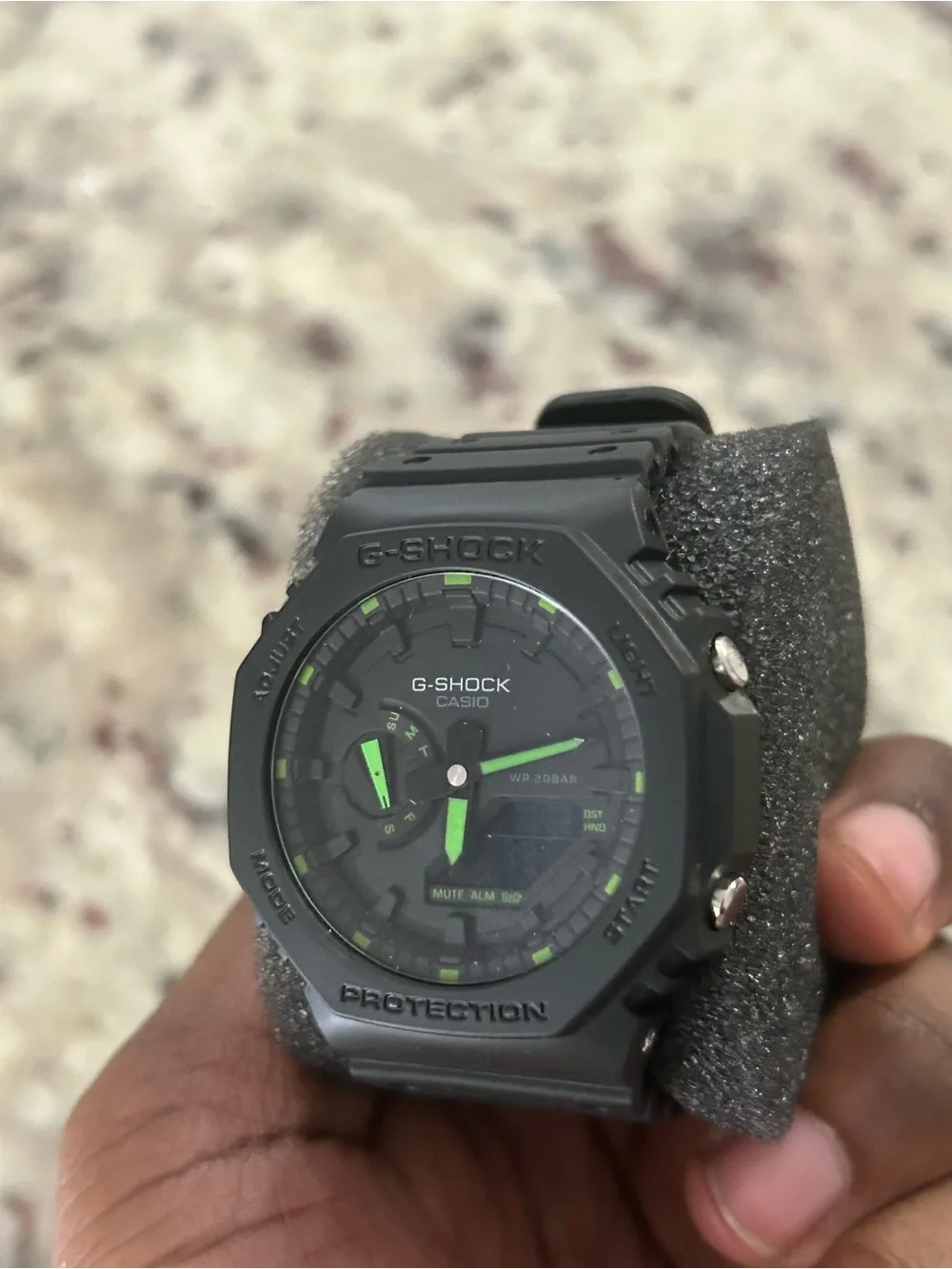 G-Shock Black Watch with Green Accents Digital-Analog